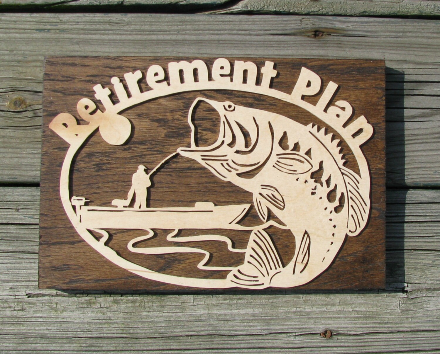 Fishing Sign Wood Plaque Retirement Gift for Fisherman