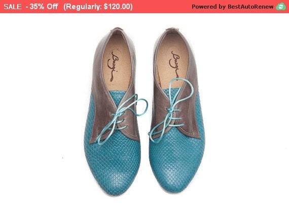 SALE 35% OFF Turquoise Leather Shoes Turquoise Shoes by BangiShop