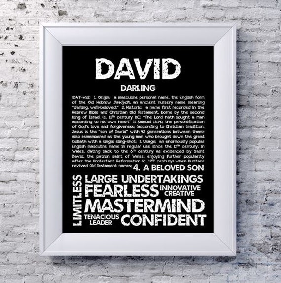 DAVID Personalized Name Print / Typography Print / Detailed