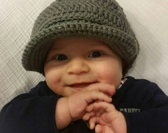Dark grey Newborn baby hat, and more colors to choose,Crochet newsboy hat ,crochet baby boy hat, newborn baby hat, crochet baby hat,girl hat