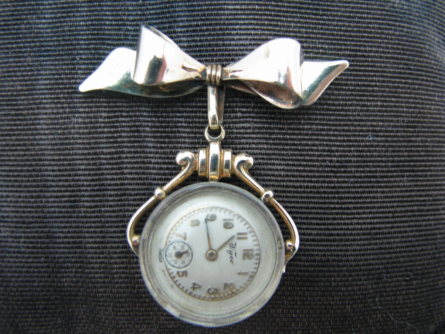 Wyco Vintage Lapel Watch and Bow Pin Gold Filled