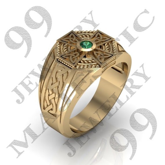 Celtic Cross Ring Men's 14K Yellow Gold by Majesticjewelry99