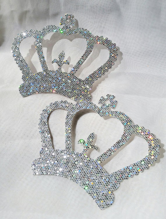 Set of 5 Glitter Silver Large CrownWall ArtFrame