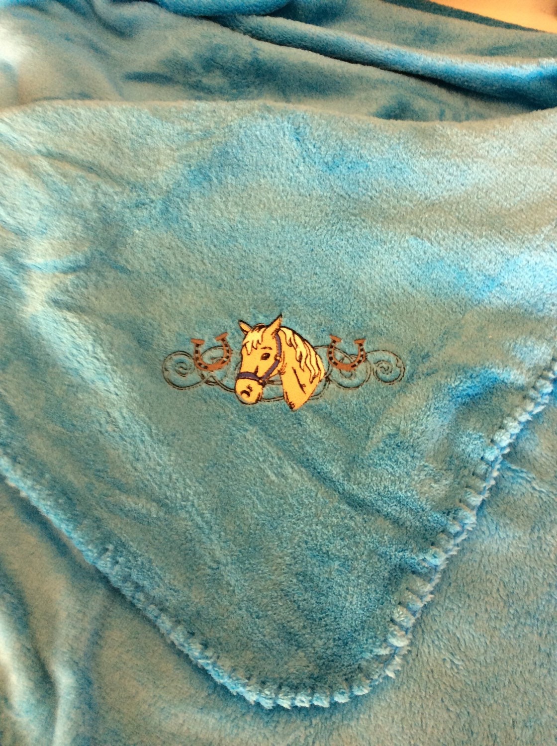Horse design embroidered throw blanket