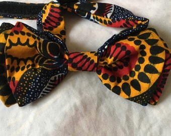 Noeud Papillon double en tissu africain wax imprimé motifs liberty scratch ethnique original fantaisie