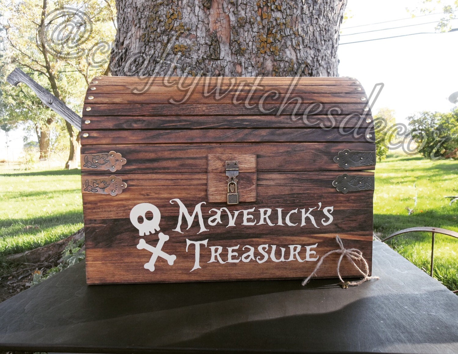 XL Personalized Rustic Treasure Chest Large Keepsake Chest
