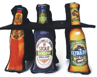 Catnip or Valerian Cat Toys - "Sixpack Beer" - 6 Pack Set