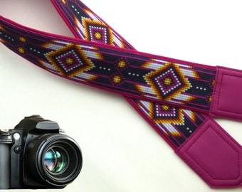 Camera strap inspired by Native American. Southwestern Ethnic Camera strap. DSLR, SLR Camera Strap. Camera accessories by InTePro