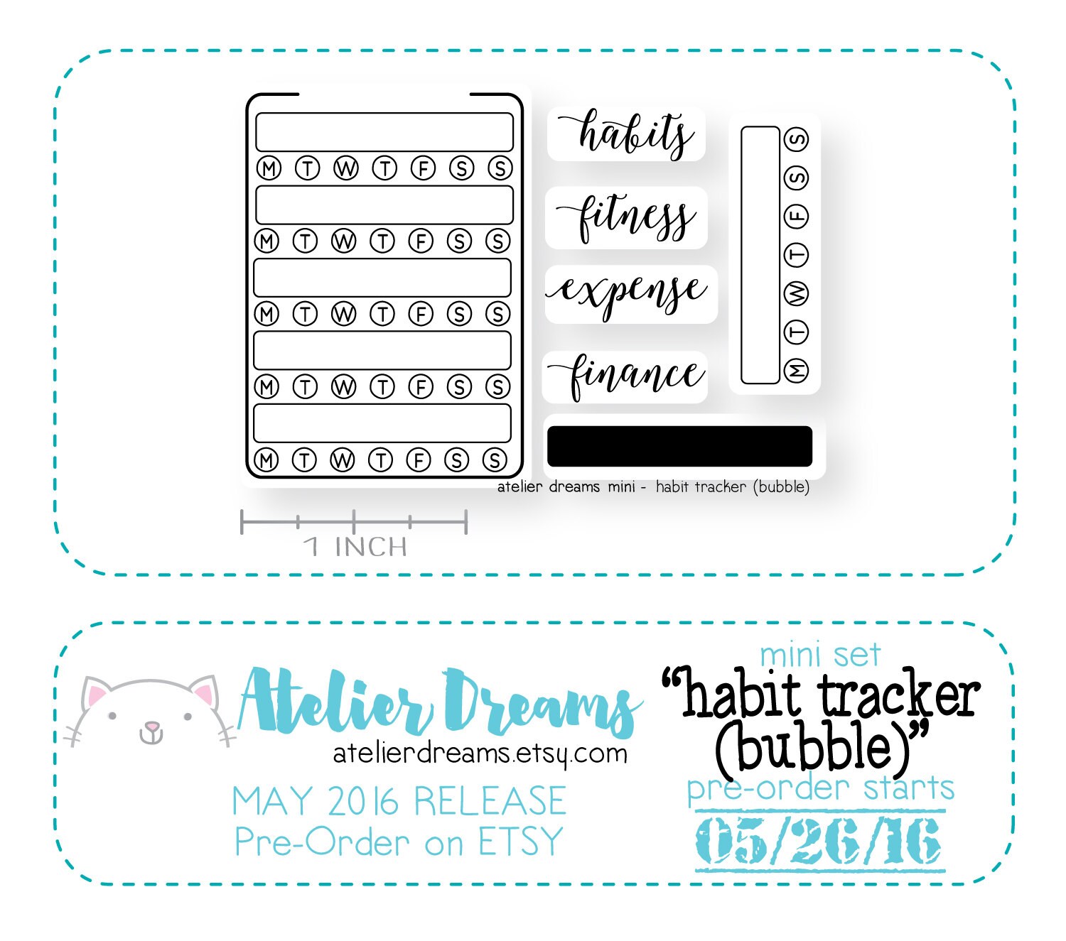 ADM026 HABIT TRACKER Bubble Mini Planner Stamps