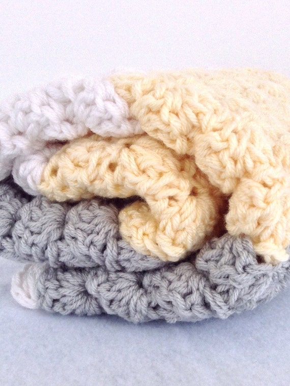 Yellow grey and white blanket crochet baby blanket by designbyAW
