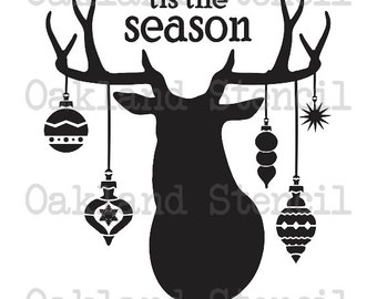 Deer stencils | Etsy CA - Christmas/Holiday STENCIL**tis the season with deer head & ornaments**  12