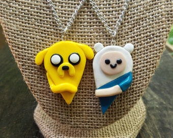 Finn and Jake Adventure Bros BFF Jewelry Set, Adventure Time, Friendship Necklaces, BFF Necklace, BFF Gifts, Handmade Gift Set