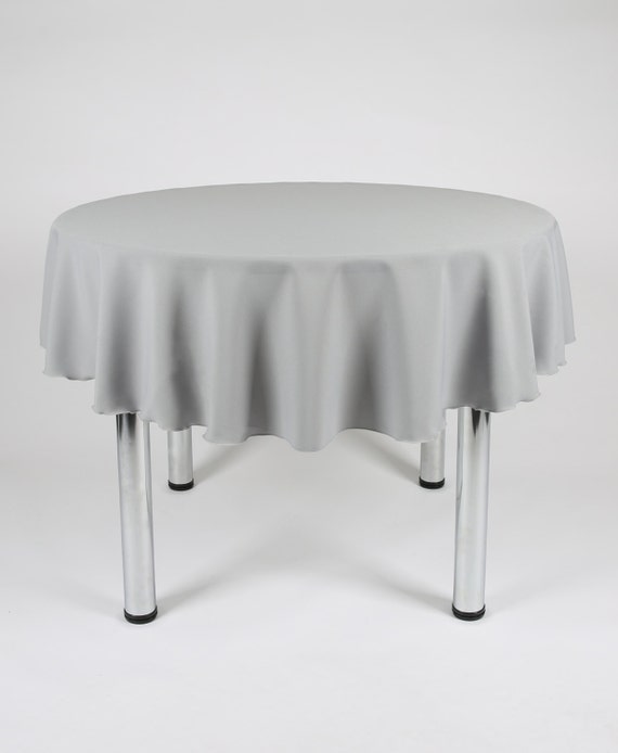 Light Grey Silver Round Tablecloth Made from polyester