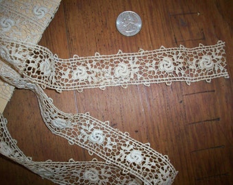 Antique lace french origin 1910 pure cotton vintage supplies