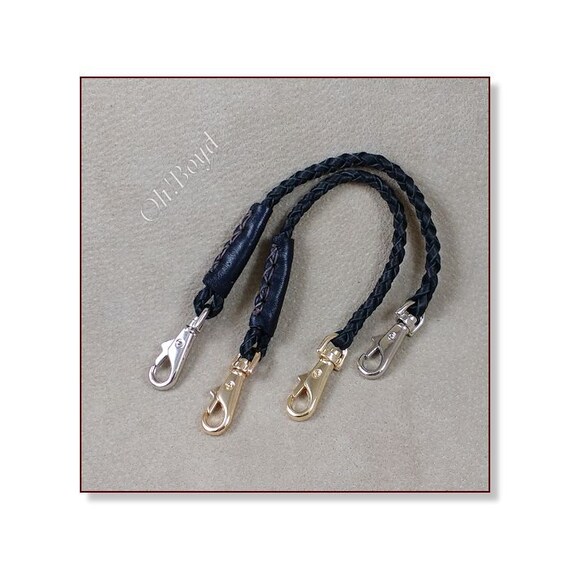 Leather Pocket Watch Fob Strap Black Hand Braided by OhBoyd
