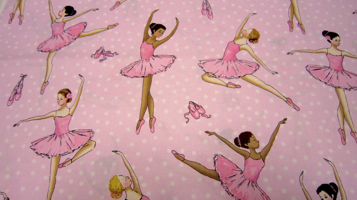Pink Glitter Ballerina Cotton Fabric by Timeless Treasures