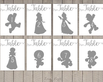 Super Mario Cards Silhouette (tabel number cards wedding) - set of 36 - Digital file