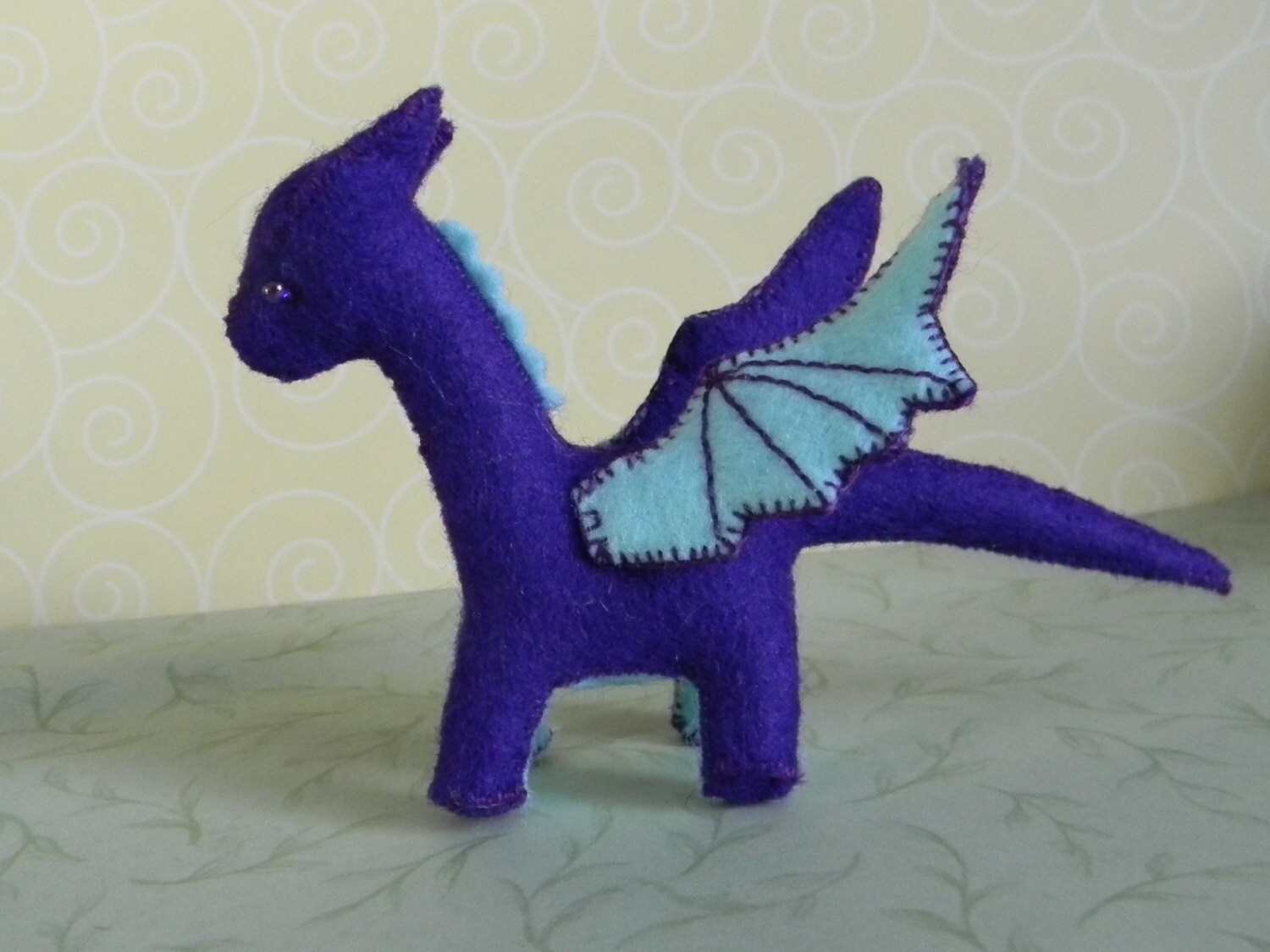 purple wool felt dragon