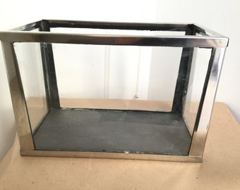 Vintage Chrome & Slate Terrarium Mid Century Modern