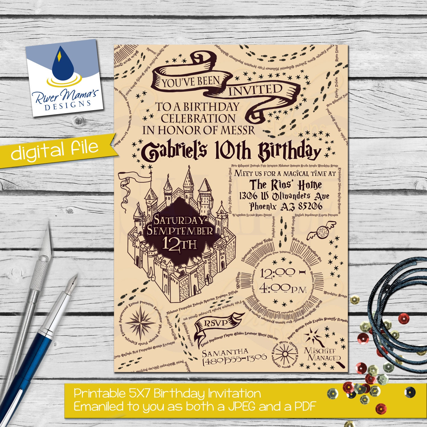 Harry Potter Marauders Map Invitations 9