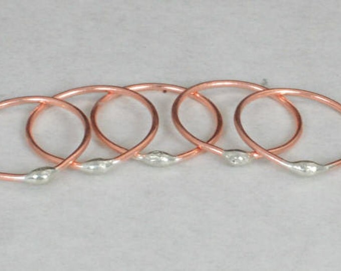 Unique Copper Stacking Ring(s), Bimetal Ring, Hippie Ring, Copper Boho Ring, unique rings for her, Dew Drop Rings, Thin Ring, bohemian rings
