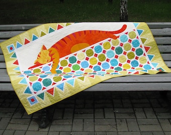 Quilt Pattern - Colourful Dreams - Applique Pattern - PDF Quilt Pattern - Cat Quilt Pattern - Baby Quilt Pattern