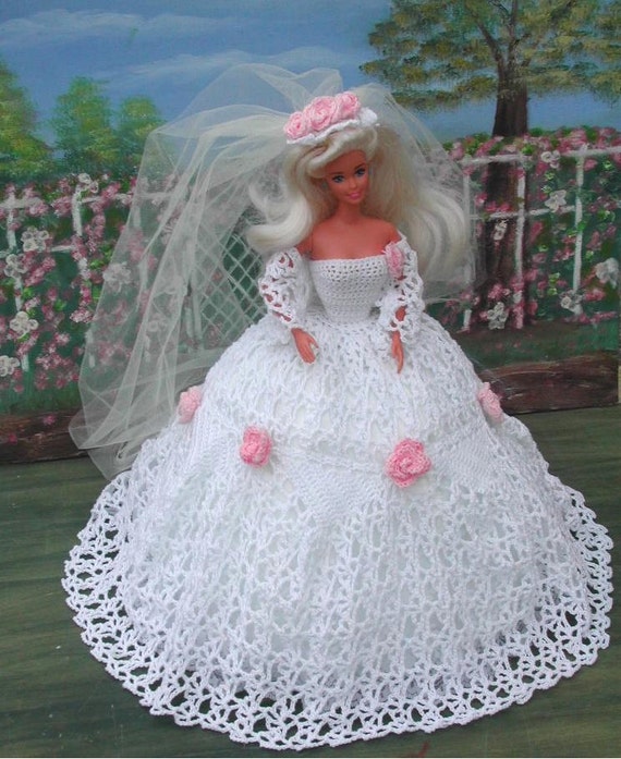 Crochet Fashion Doll Barbie Pattern  22 GARDEN  BRIDE