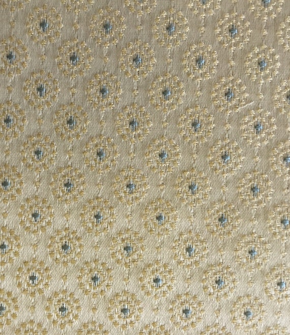 Light Cream and Blue Dot Upholstery Fabric by the Yard