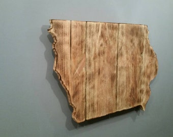 Rustic Iowa State Sign/Plaque, Add a heart to your location