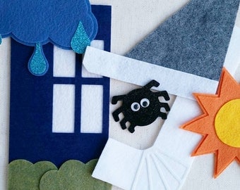 Itsy Bitsy Spider Nursery Rhyme Felt Board Set / Felt Board Pieces, Flannel Board Sets, Circle Time / Preschool / Speech Therapy