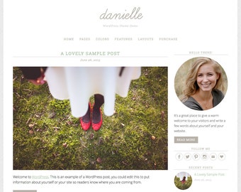 WordPress Theme "Danielle", Responsive WordPress Theme, Photography Blog Template, Premade Web Design, for WordPress.org Websites