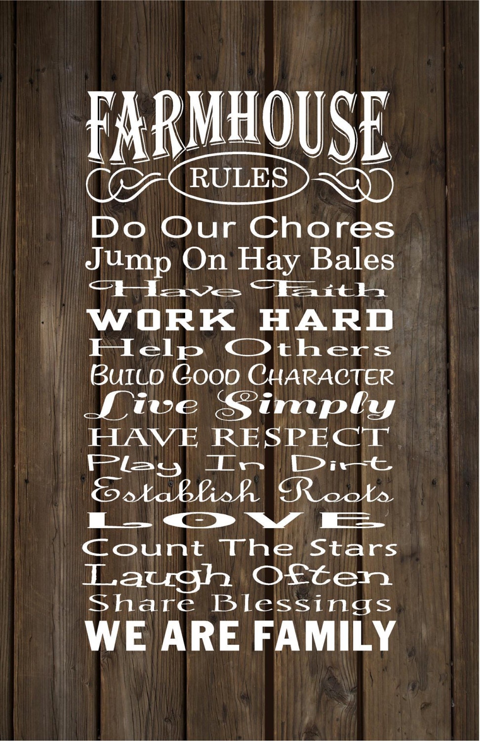 Farmhouse Rules Farm Rules Wood Sign Canvas Wall Art