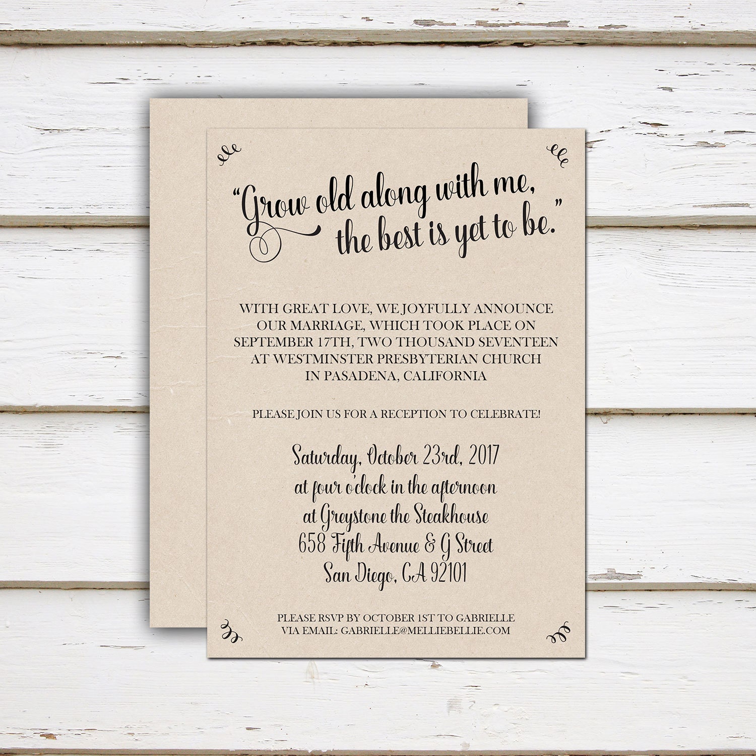 Printable Elopement Reception Invitation We Eloped Hitched