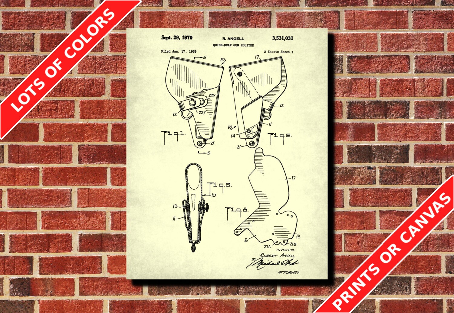 Blueprint Wall Art gun holster patent print quick draw gun holster blueprint Blueprint Wall Art gun holster patent print quick draw gun holster blueprint