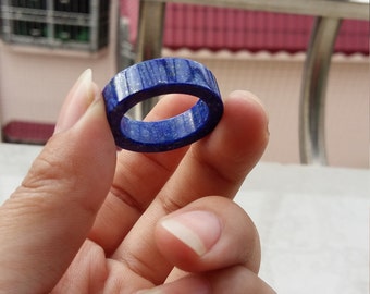 Natural lapis lazuli rings, lapis lazuli rings flat, perfect lapis lazuli - size 9.5, you can customize the size of the (US 6-12 mm)