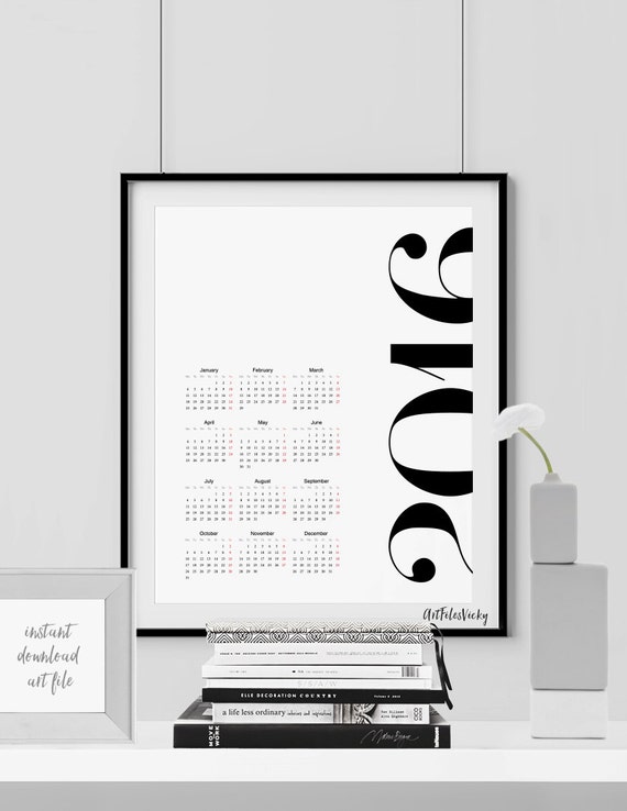 Calendar Design Minimal : Calendar printable yearly organizer by artfilesvicky Calendar Design Minimal : Calendar printable yearly organizer by artfilesvicky