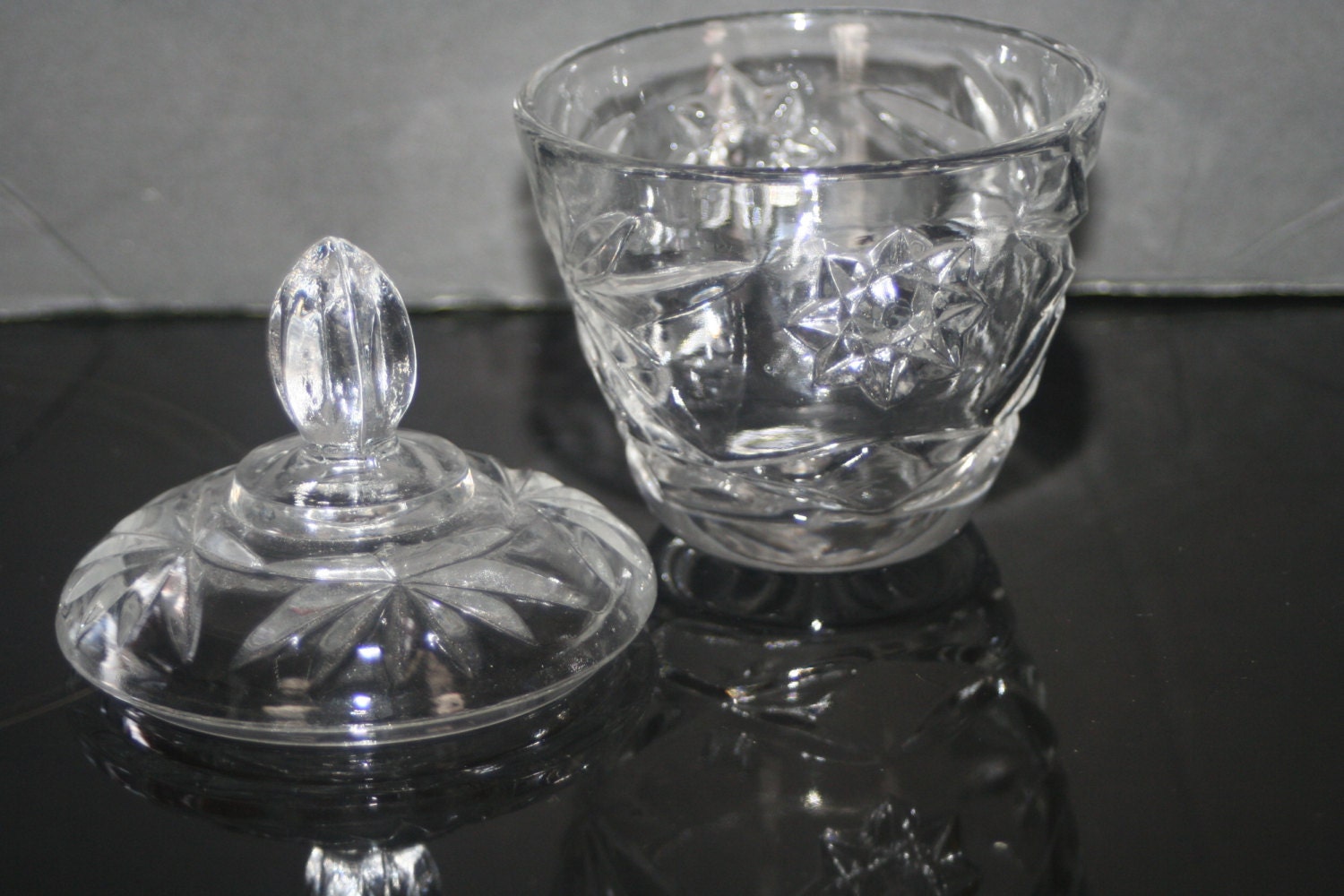 Vintage Glass Lidded Sugar Bowl Vintage Sugar Bowl