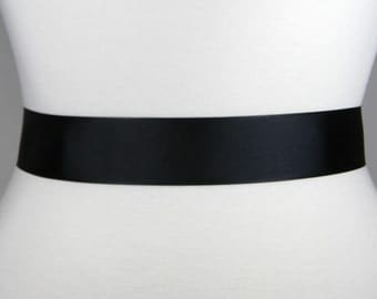 Black Bridal Sash, Plain Grosgrain Wedding Belt, Bridal Belt, Grosgrain Ribbon Wedding Dress Sash Belt, Plain Simple Bridal Sash Belt LAUREN