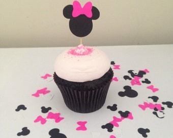 Minnie mouse cupcake toppers, minnie mouse birthday, party decorations