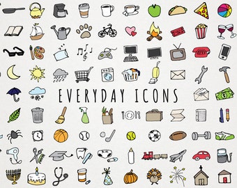 Everyday Items Clipart Set - clipart for planner stickers, chores clip art, printable planner stickers, everyday objects, icons clip art