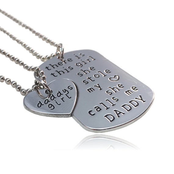 Daddy's Girl Heart and Dog Tag Necklace by ClaytonJewelry on Etsy