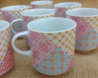 1970s Coffee Mugs, Set of Eight