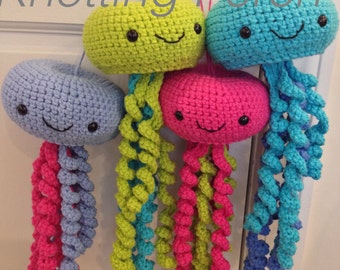 Stuffed Jellyfish, Stuffed octopus, crochet jellyfish, crochet octopus, jellyfish mobile, octopus toy, jellyfish toy
