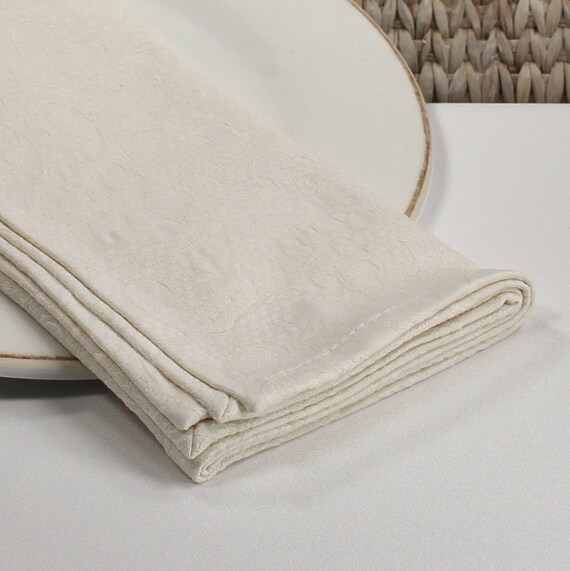 Cloth napkins ivory dinner napkins jacquard lace fabric