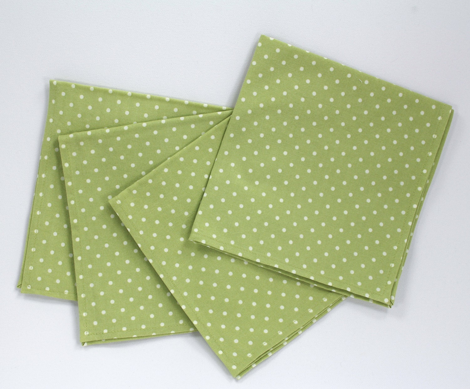 Cloth lunch napkins polka dot print green cotton napkins