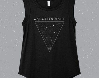 Aquarian Soul | Aquarius Sleeveless Shirt, astrology shirt, constellation shirt, Zodiac shirt, Zodiac clothes