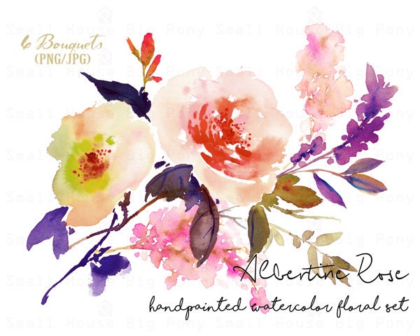 watercolor rose clipart - photo #22