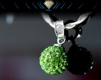 Swarovski Crystal Ball Pendant, Green Pendant, Swarovski Pendant, Cyber Monday Sale.