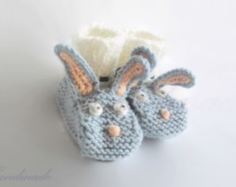 Knit bunny slippers Etsy UK