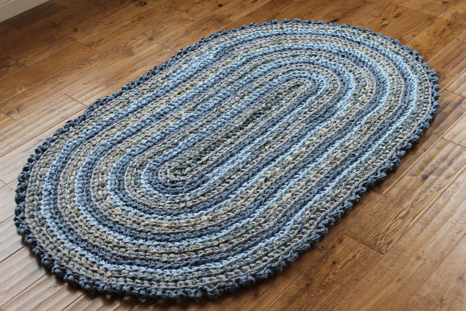 Rag Rug Blue Rag Rug 38 X 61 Crocheted Oval Rag